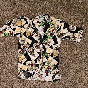 Cowboy post card vintage button down